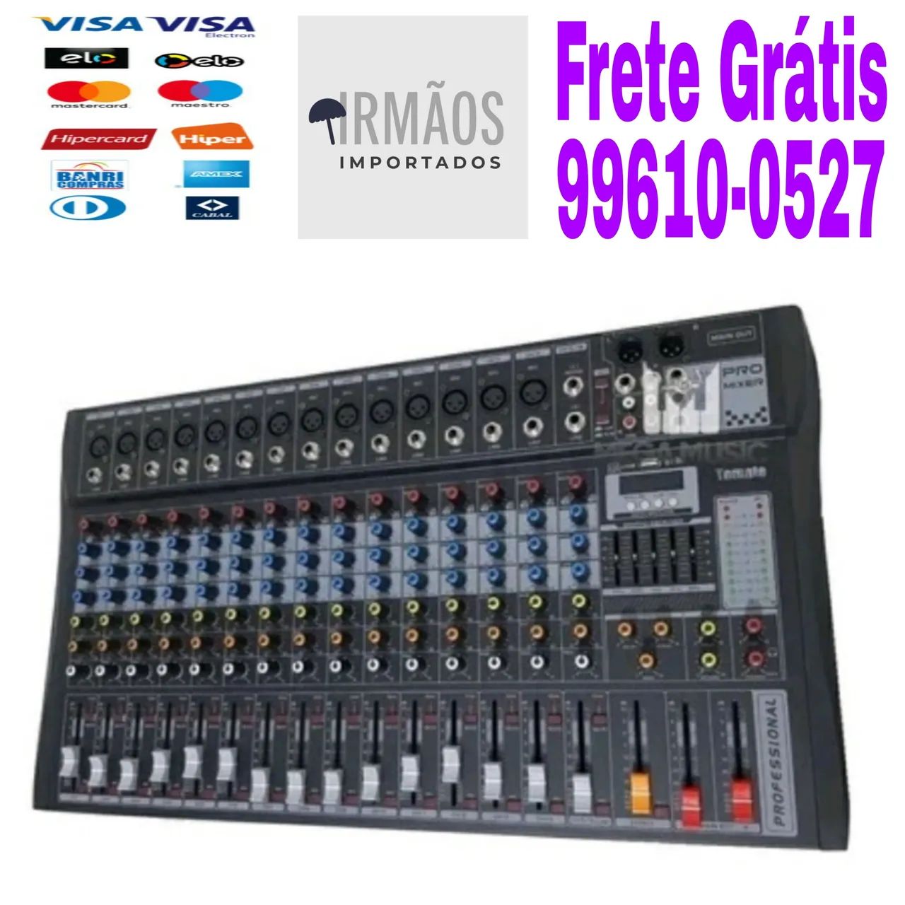 Mesa de Som 16 Canais Bluetooth USB