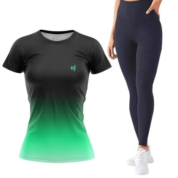 Kit Fitness: Camiseta Degradê + Calça Legging