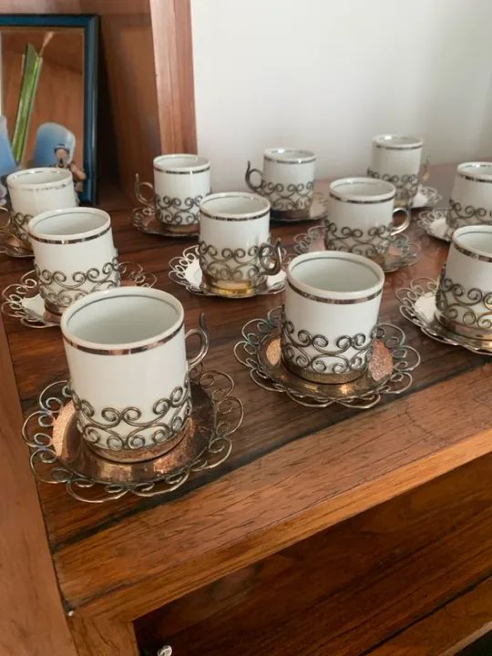 Jogo de Xícaras de Café com Pires - 12 Peças