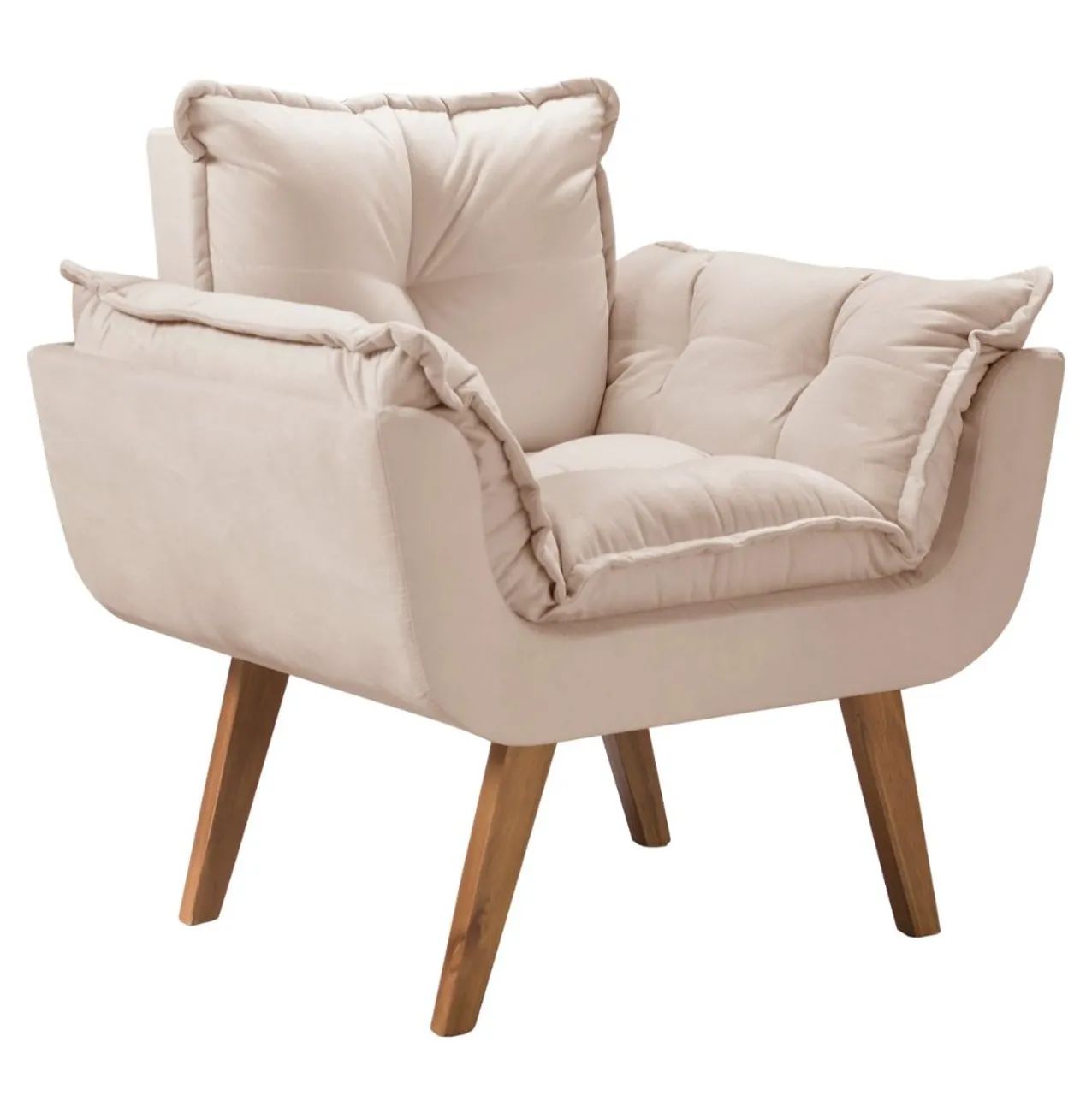 Poltrona Jamile Veludo Suede Bege  SR