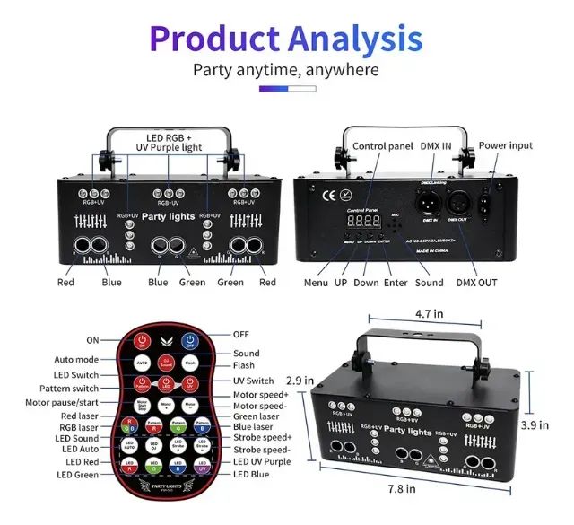 ALIEN 21 buracos RGB Festa DJ Disco feixe padrões palco Laser luz projetor  - Foto 5