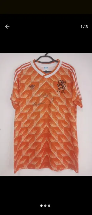 Camisa Holanda Euro 1988 12 Van Basten Autografada Van Basten Gullit Rijkaaard Certificada