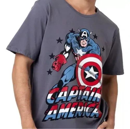 Camiseta Marvel Capitão America Oficial Piticas Nova