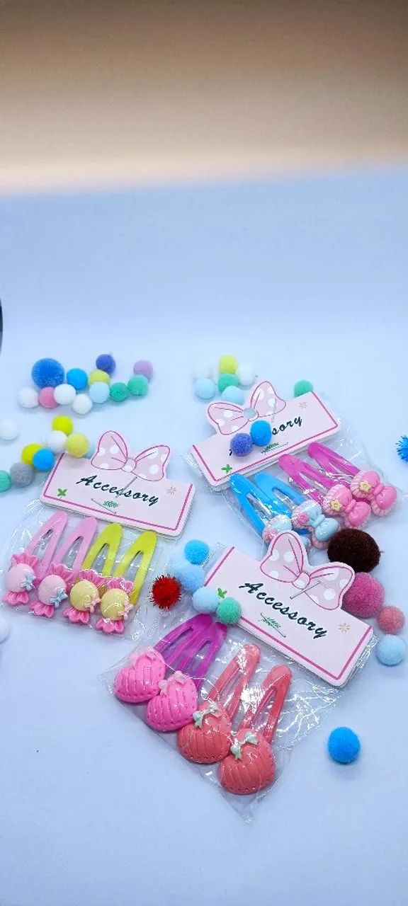 Kit de Acessórios para Cabelo Infantil - 3 Pacotinhos com 4 unidades cada