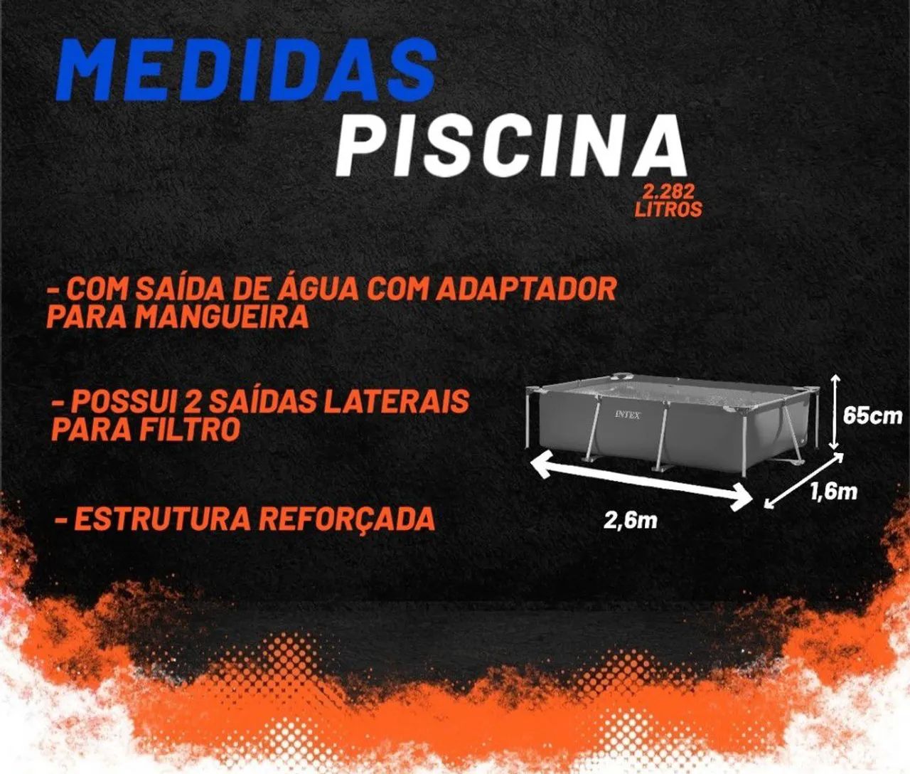 Piscina Retangular Intex 2.60x1.60x0.65m - Foto 4