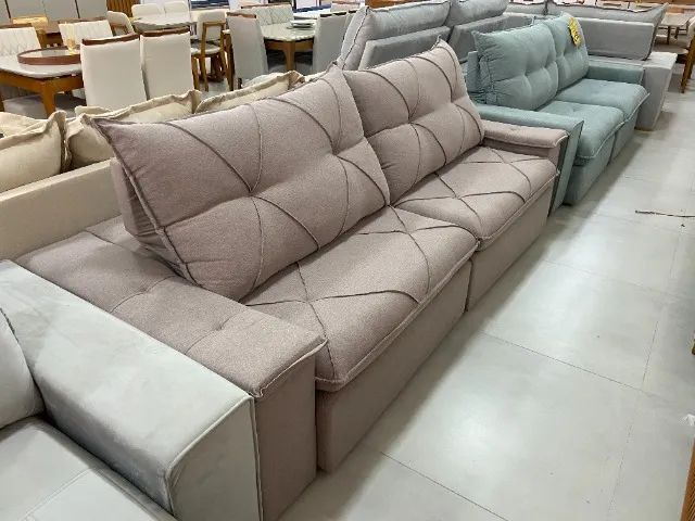 Sofá Retrátil Reclinável 2,70m em Linho - Design Sofisticado