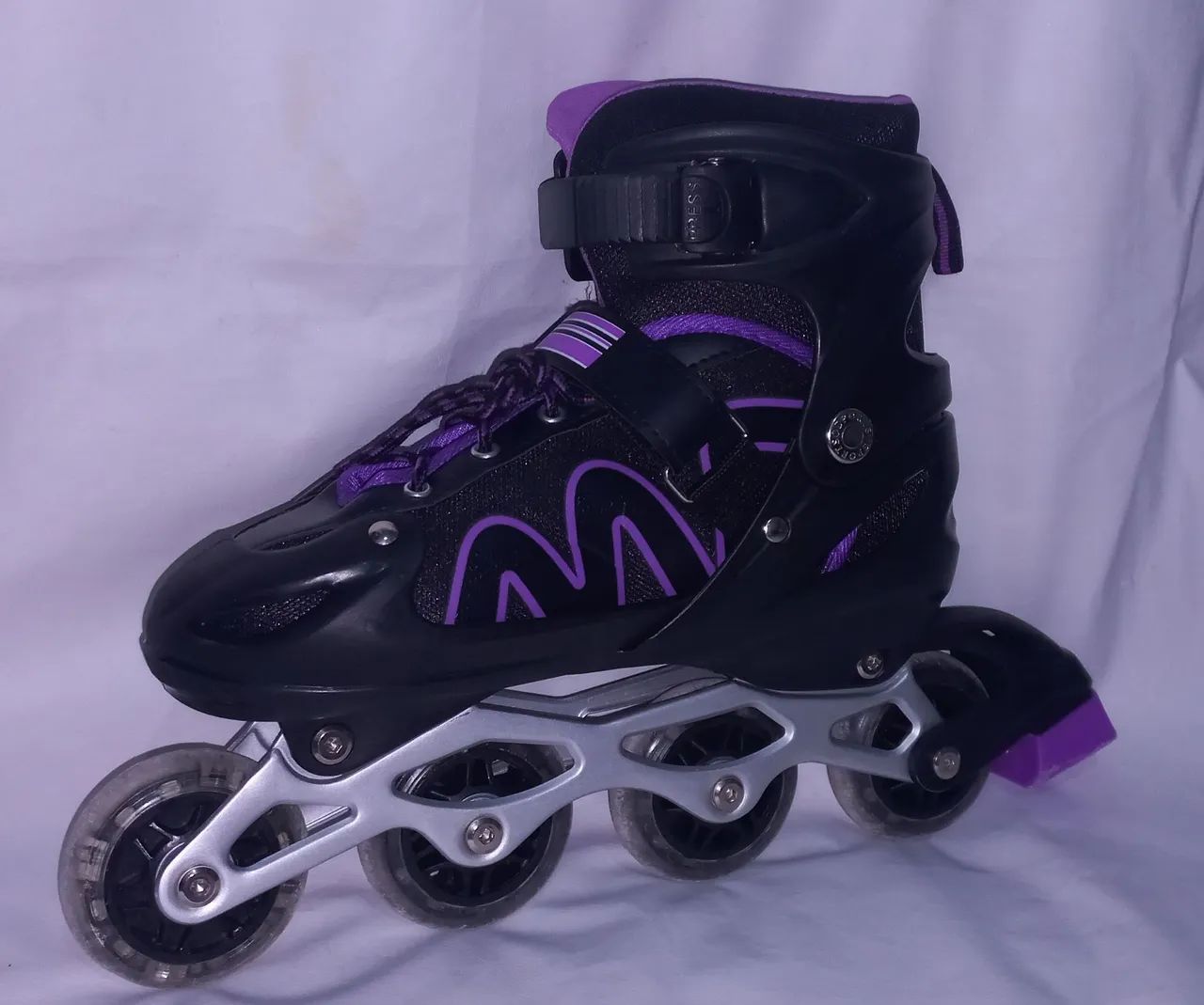 Patins Inline INFANTIL ajustável roxo com luz de led Feminino