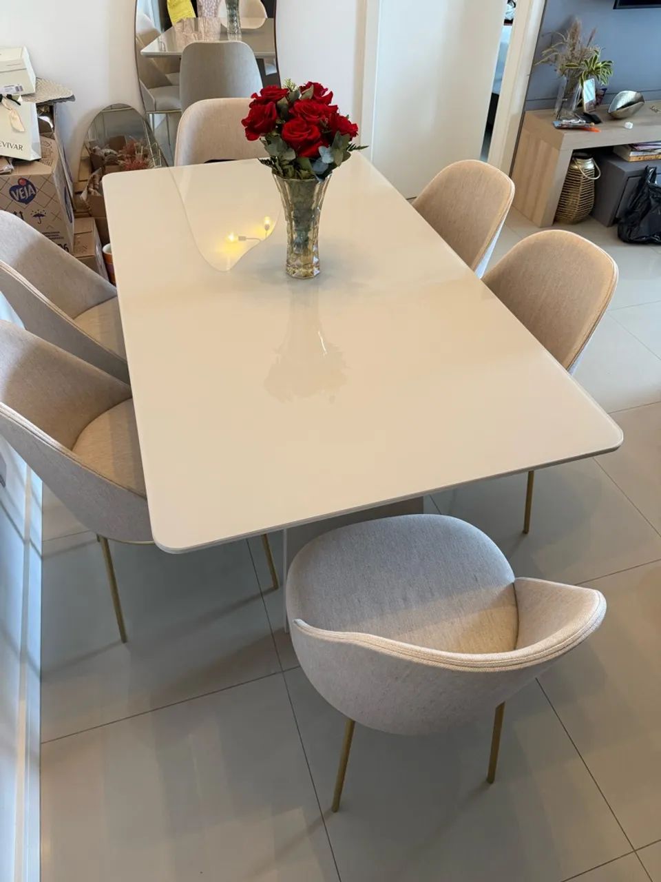 Mesa de jantar com 6 cadeiras em Linho  - Foto 2