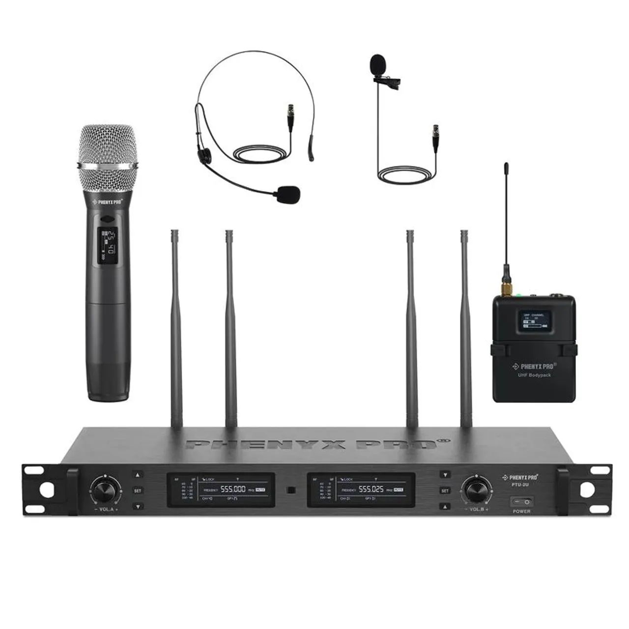 Sistema de Microfone sem fio duplo com Tecnologia True Diversity PTU-2U-1H1B