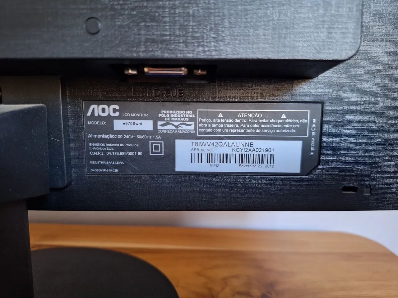 Monitor LCD AOC 18.5" E970Swnl LED Widescreen c/ Entrada VGA - Foto 2