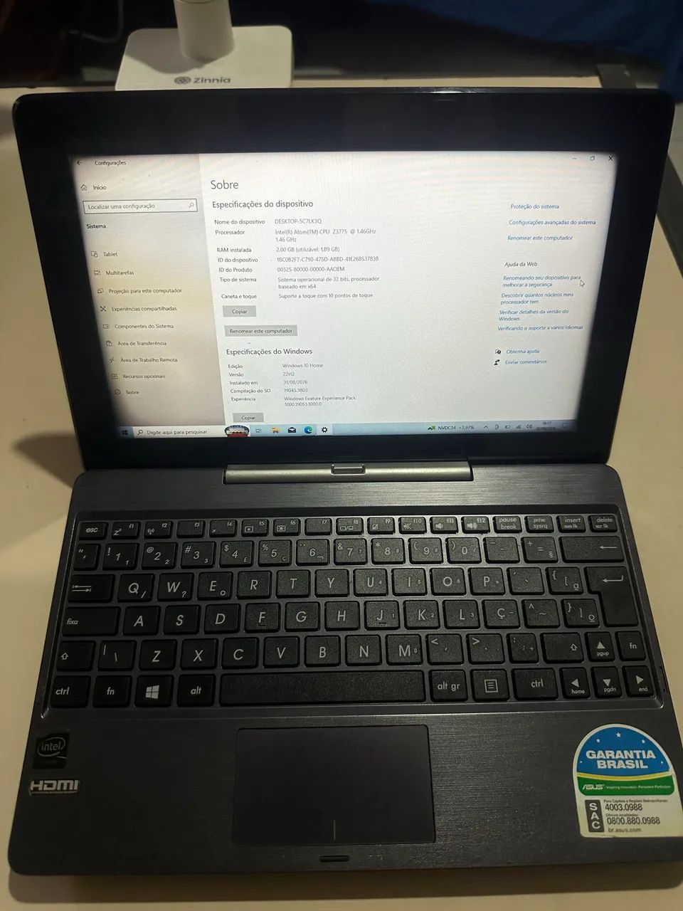 Notebook/Tablet Asus Transformer Book T100ta (2 em 1)