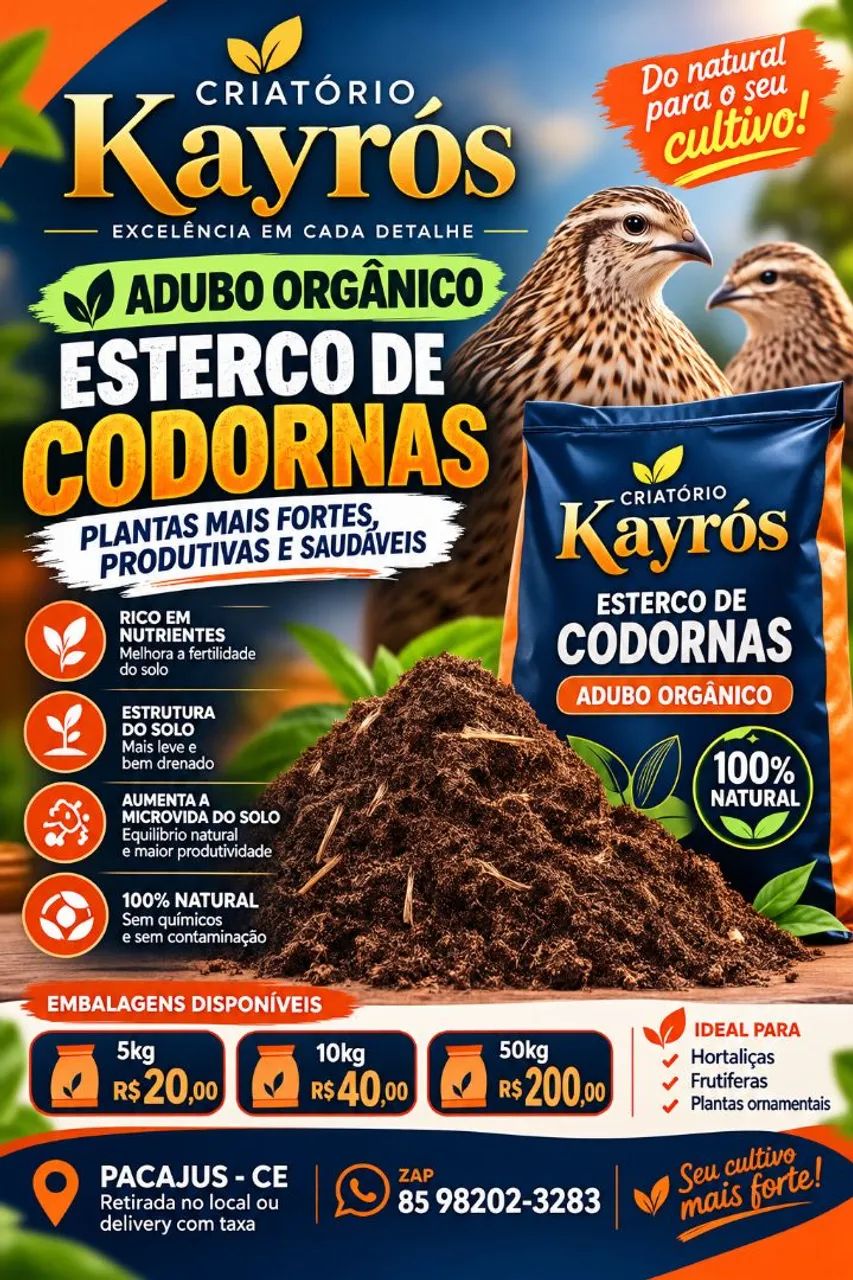 ADUBO ORGANICO (ESTERCO CODORNA)