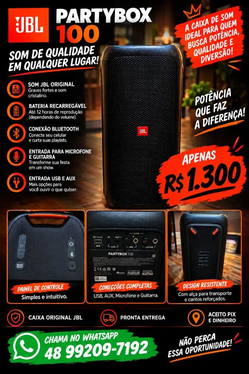 Caixa jbl party box 100