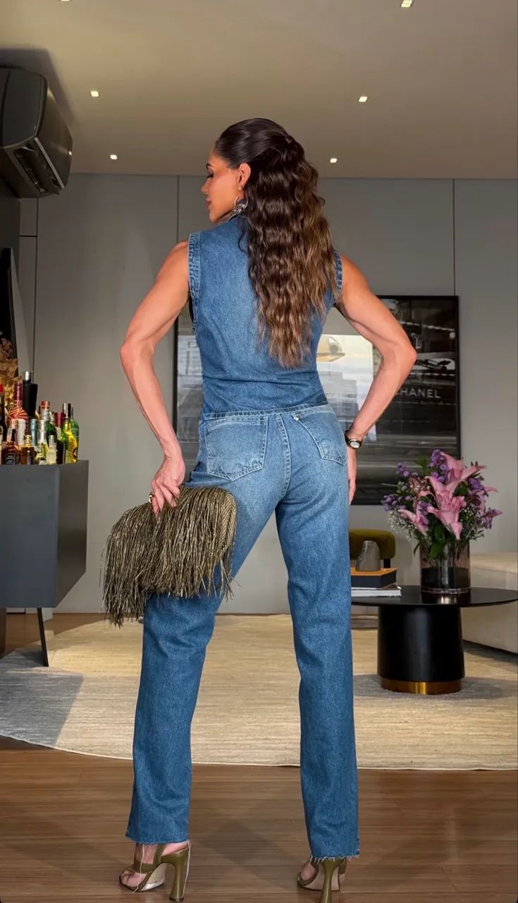 Calça Jeans Reta Feminina Jeans Médio Tam 40 Nova - Foto 2