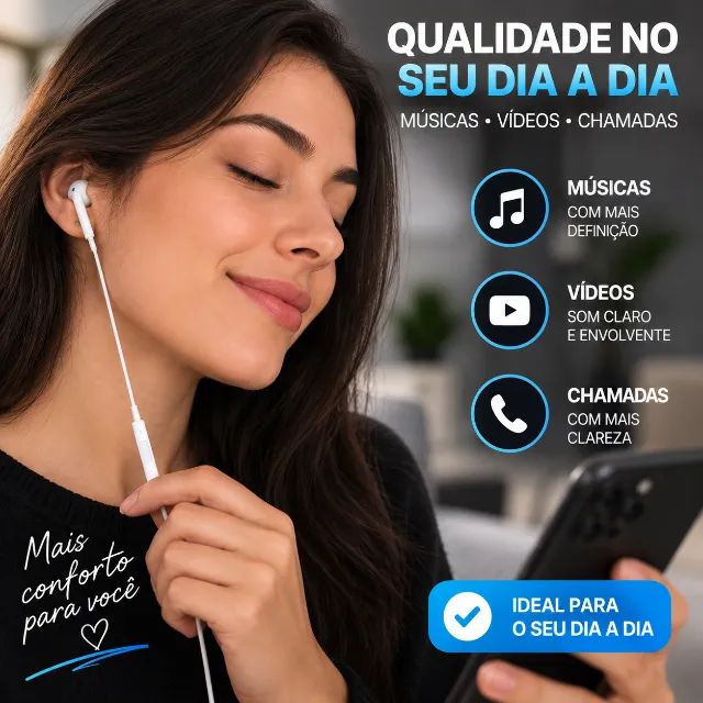 Fone de Ouvido P2 com Microfone + Controle e Estojo - Foto 5