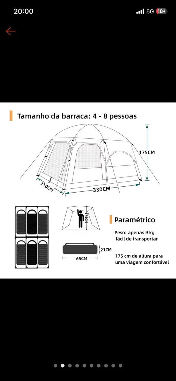 Barraca Joyfox Camping Acampamento 4-6 Pessoas Impermeavel - Foto 2