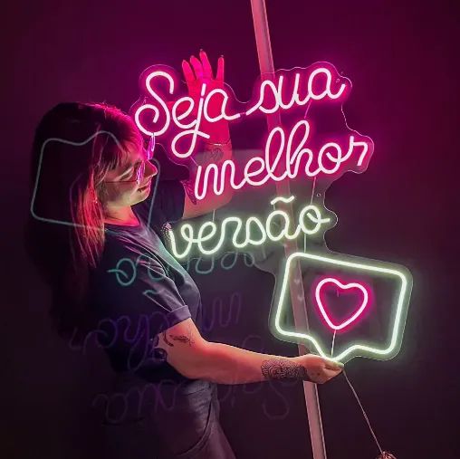 Luminária Neon Led Seja sua melhor versão 73x55cm - Foto 3