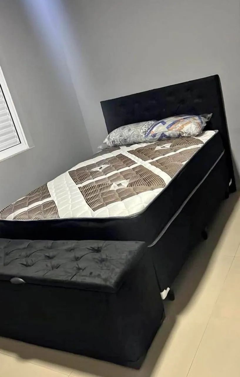 CAMA COMISSÃO DE QUALIDADE E FRETE GRÁTIS BASE+COLCHÃO D33+CABECEIRA E BAU RECAMIER 