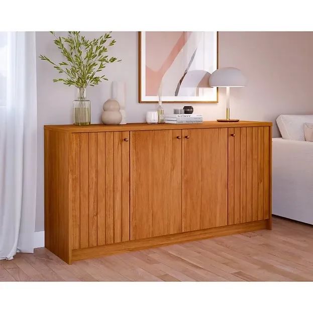 Buffet Lia 4 Portas Frisada 100% MDF Cimol - Entrega e montagem Grátis p/ Fortaleza 
