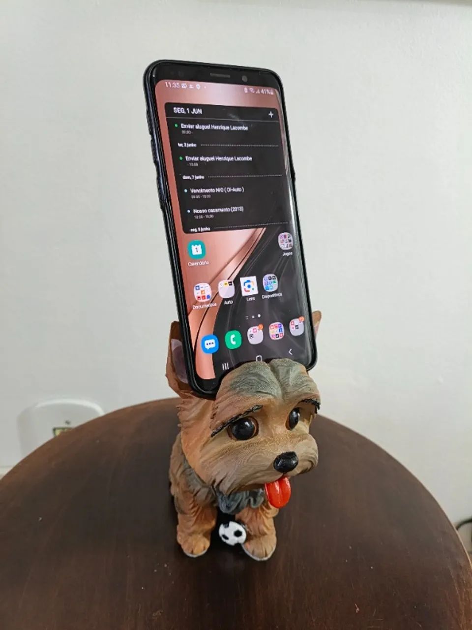 Suporte para Celular Yorkshire - Impresso em 3D e Pintado à Mão