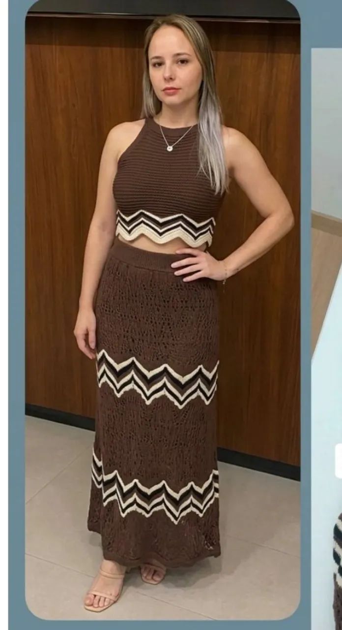 Conjunto cropd saia longa Tamanho único 