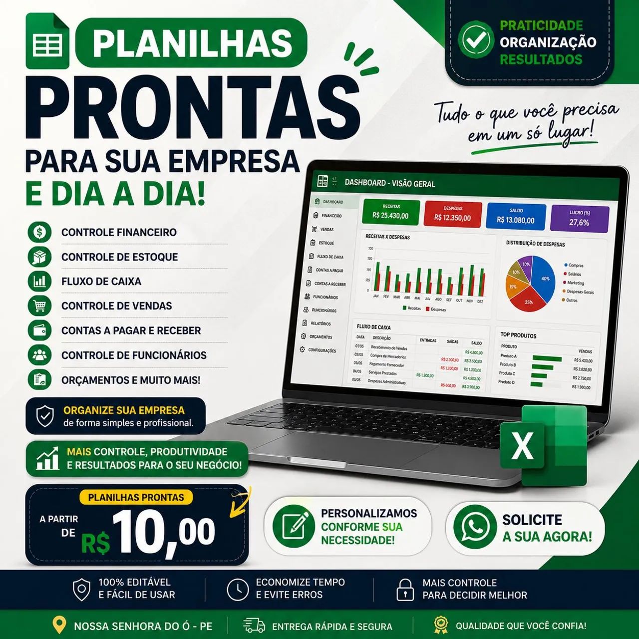 ? PLANILHAS PRONTAS PARA SUA EMPRESA E DIA A DIA! ?