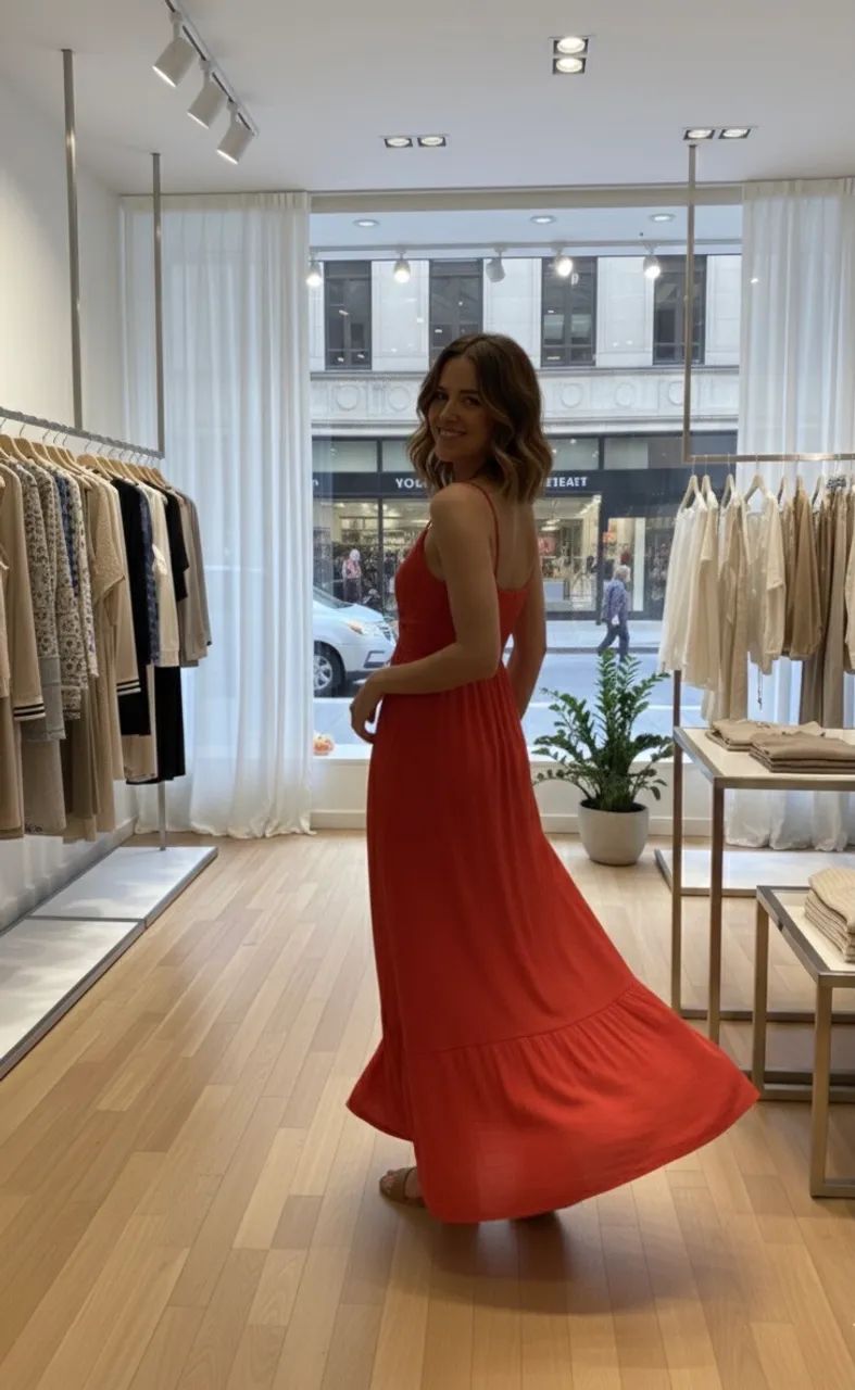 Vestido longo alças finas vermelho - Foto 3