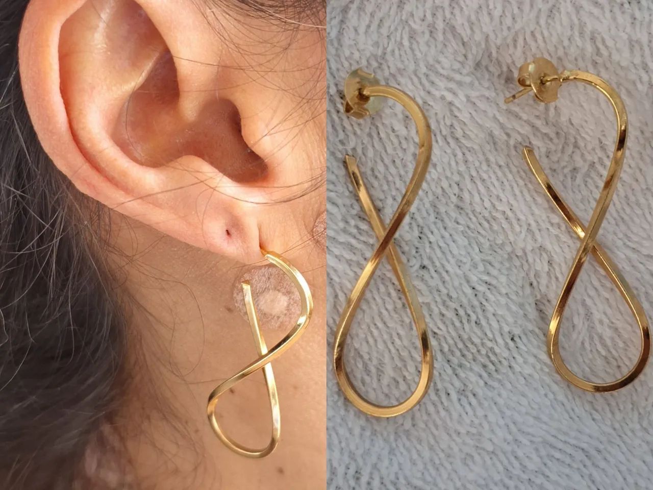 Brinco dourado de infinito 
