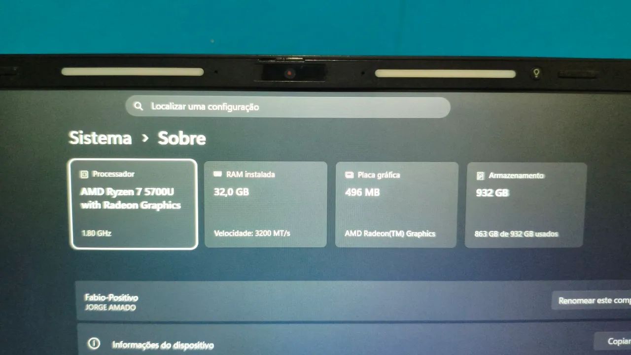 Notebook Positivo Vision R15 | AMD Ryzen 7 5700U | 32GB RAM | SSD NVMe 1TB - Foto 4