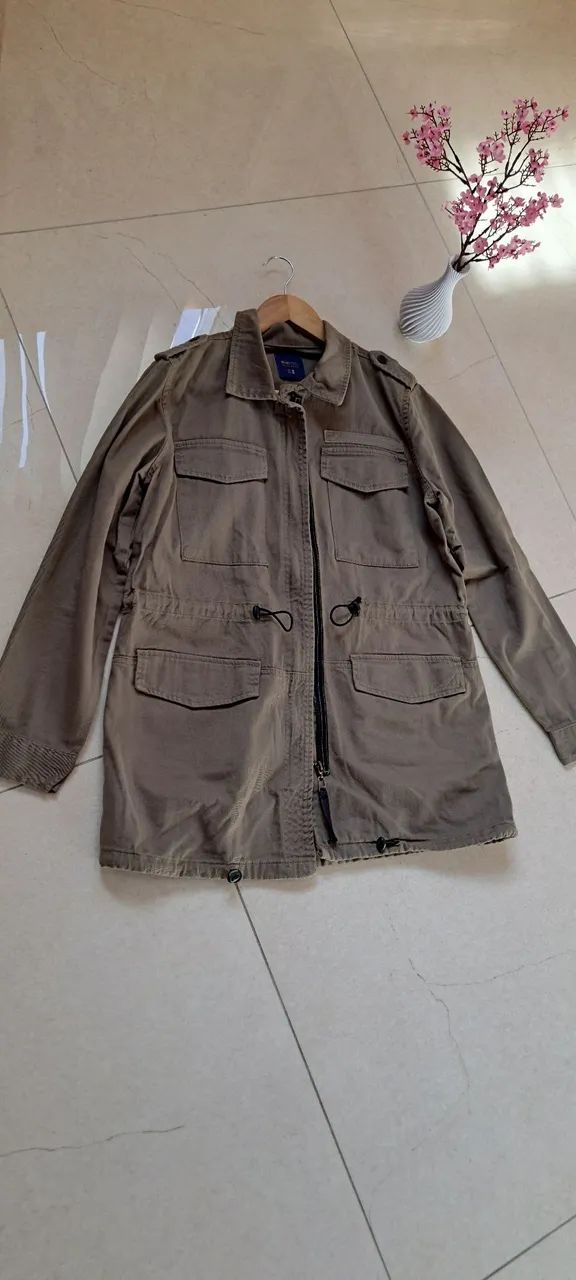 Jaqueta feminina verde militar 