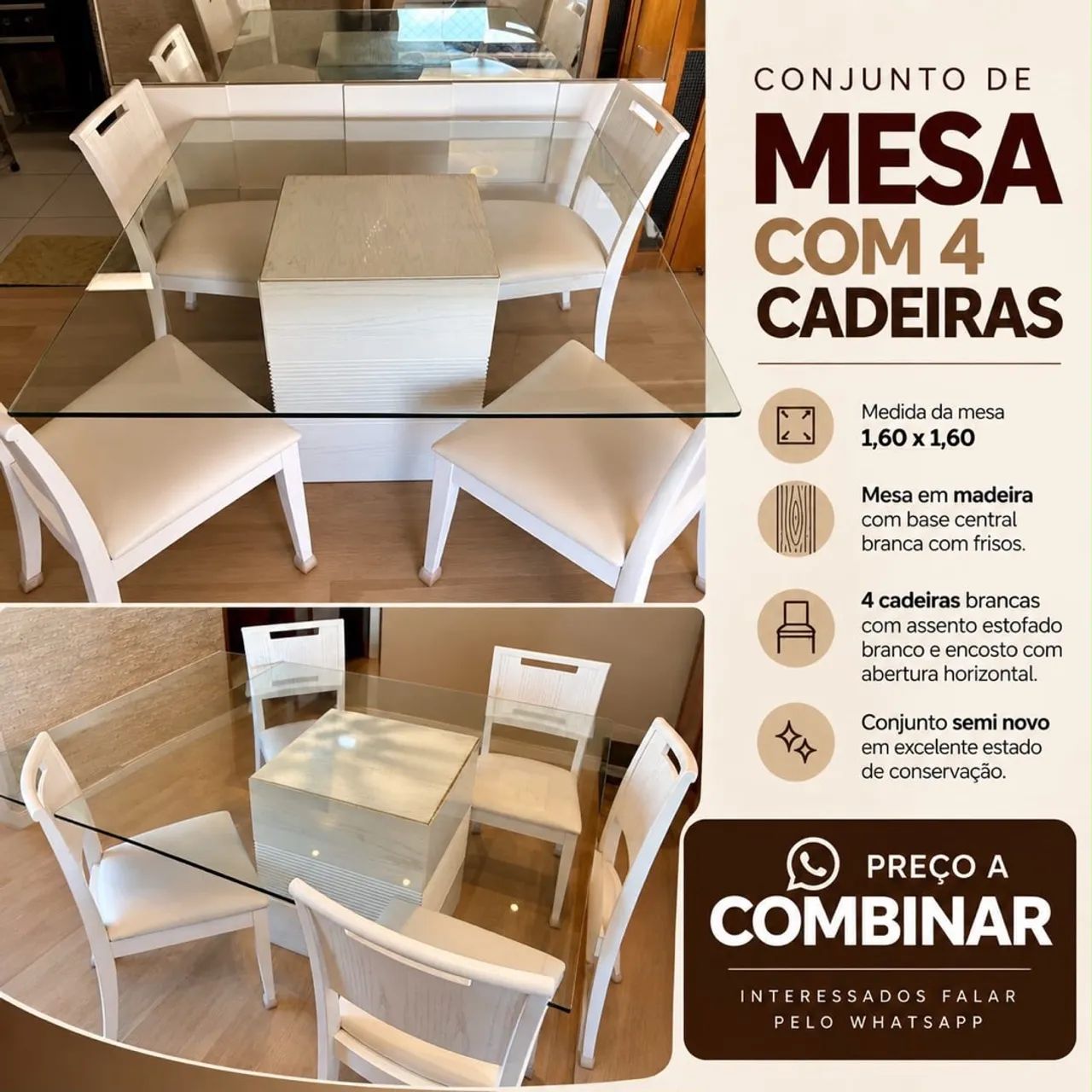 Conjunto mesa com quatro cadeiras 