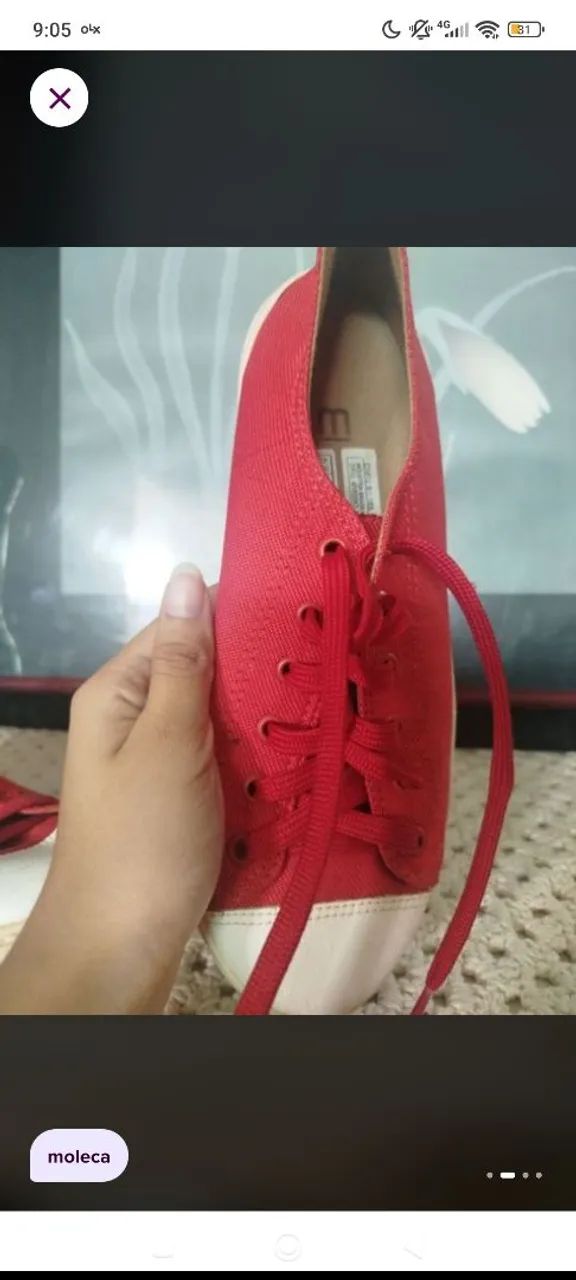 Tênis moleca vermelho tamanho 37  - Foto 2