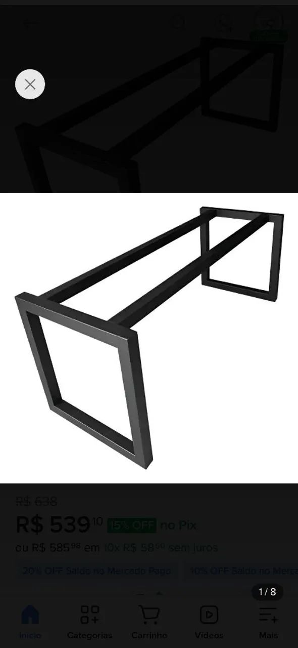 Pé para mesa em metalon 