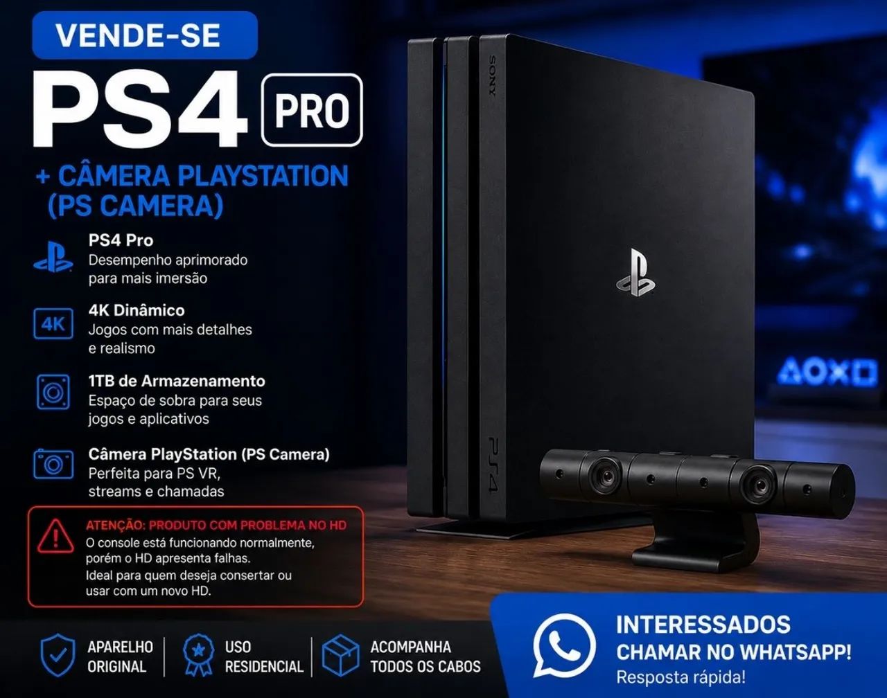 PS4 PRO COM HD DEFEITO 