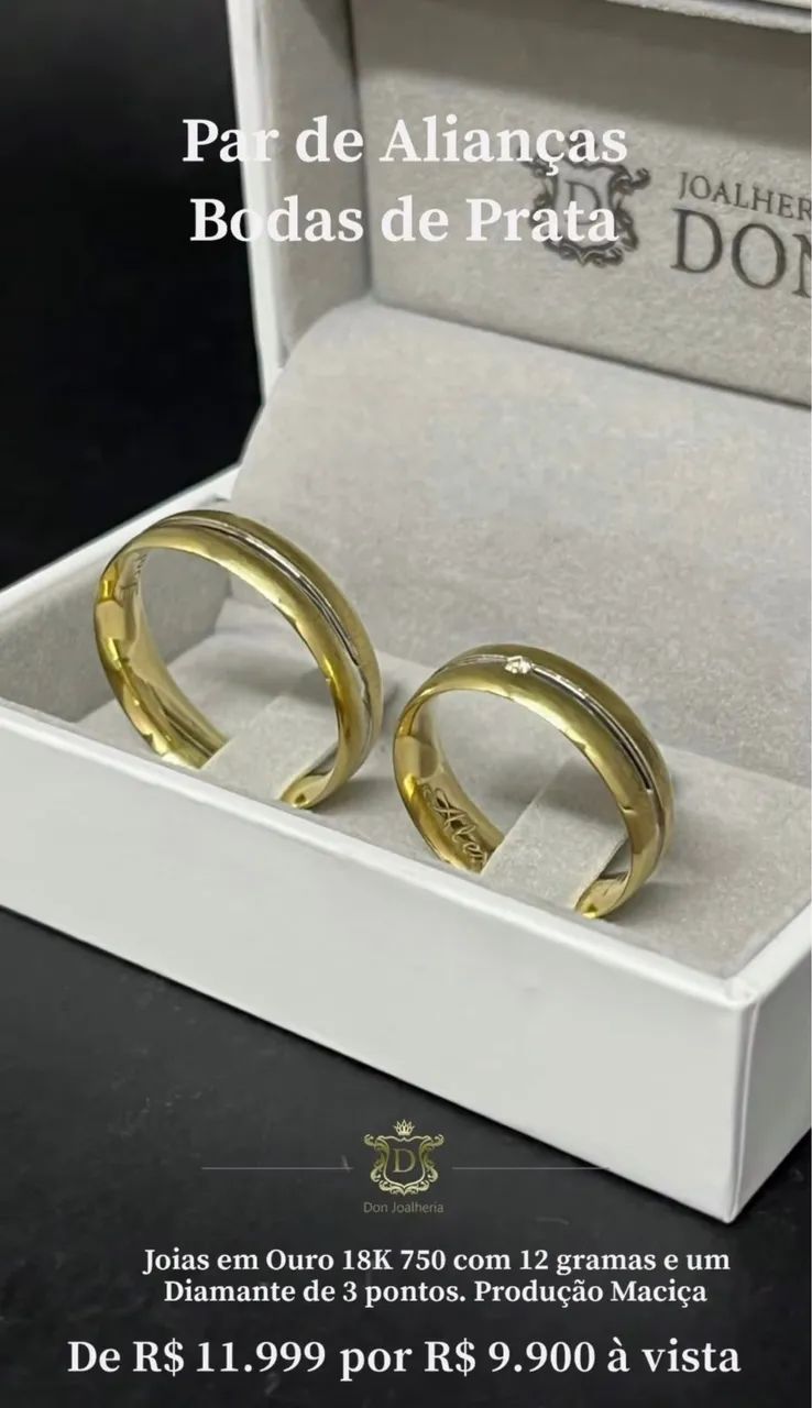 Par de Alianças Bodas de Prata
