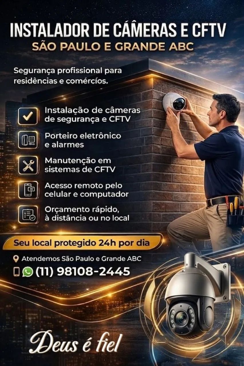 INSTALADOR DE CÂMERAS ALARMES E FECHADURAS