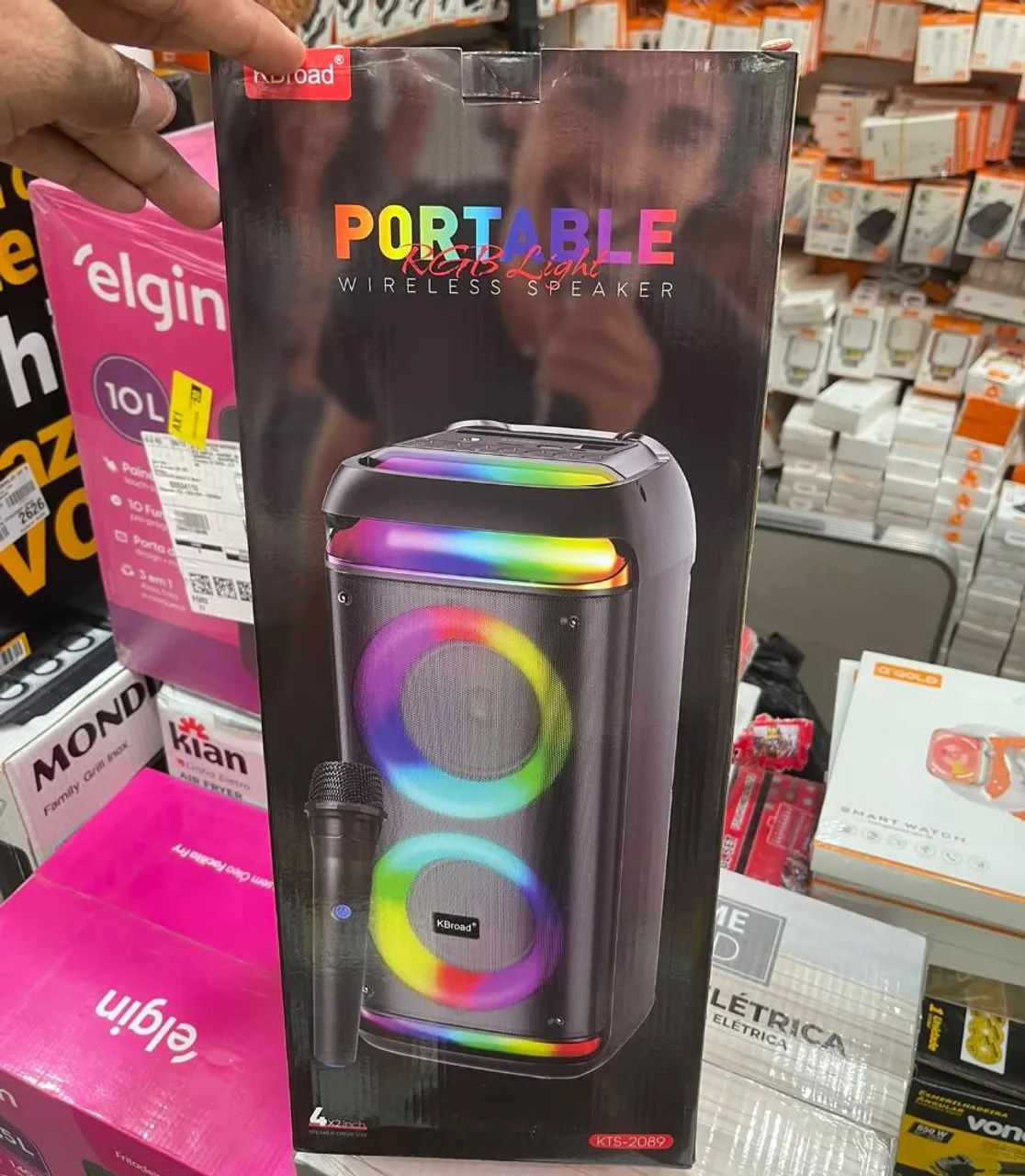 Caixa de som amplificada acompanha microfone pega Bluetooth pendrive cartão usd e FM  - Foto 2