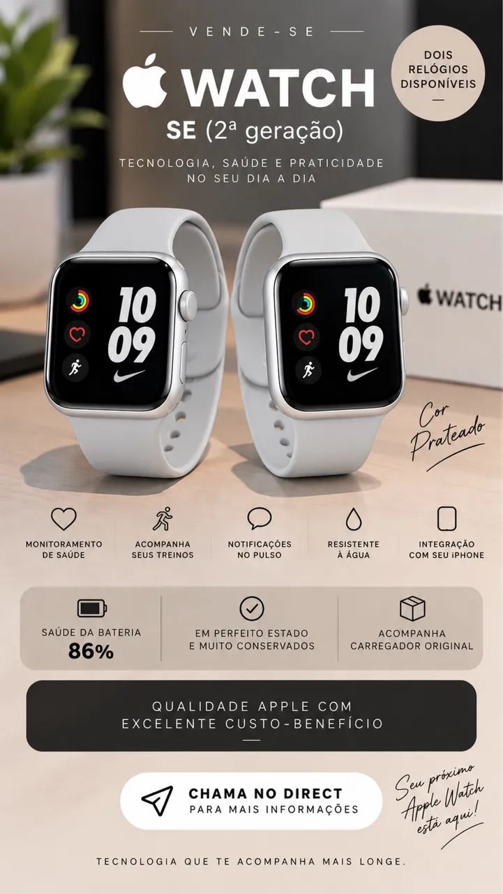 Apple Watch SE (2ª geração) Impecável  - Foto 3