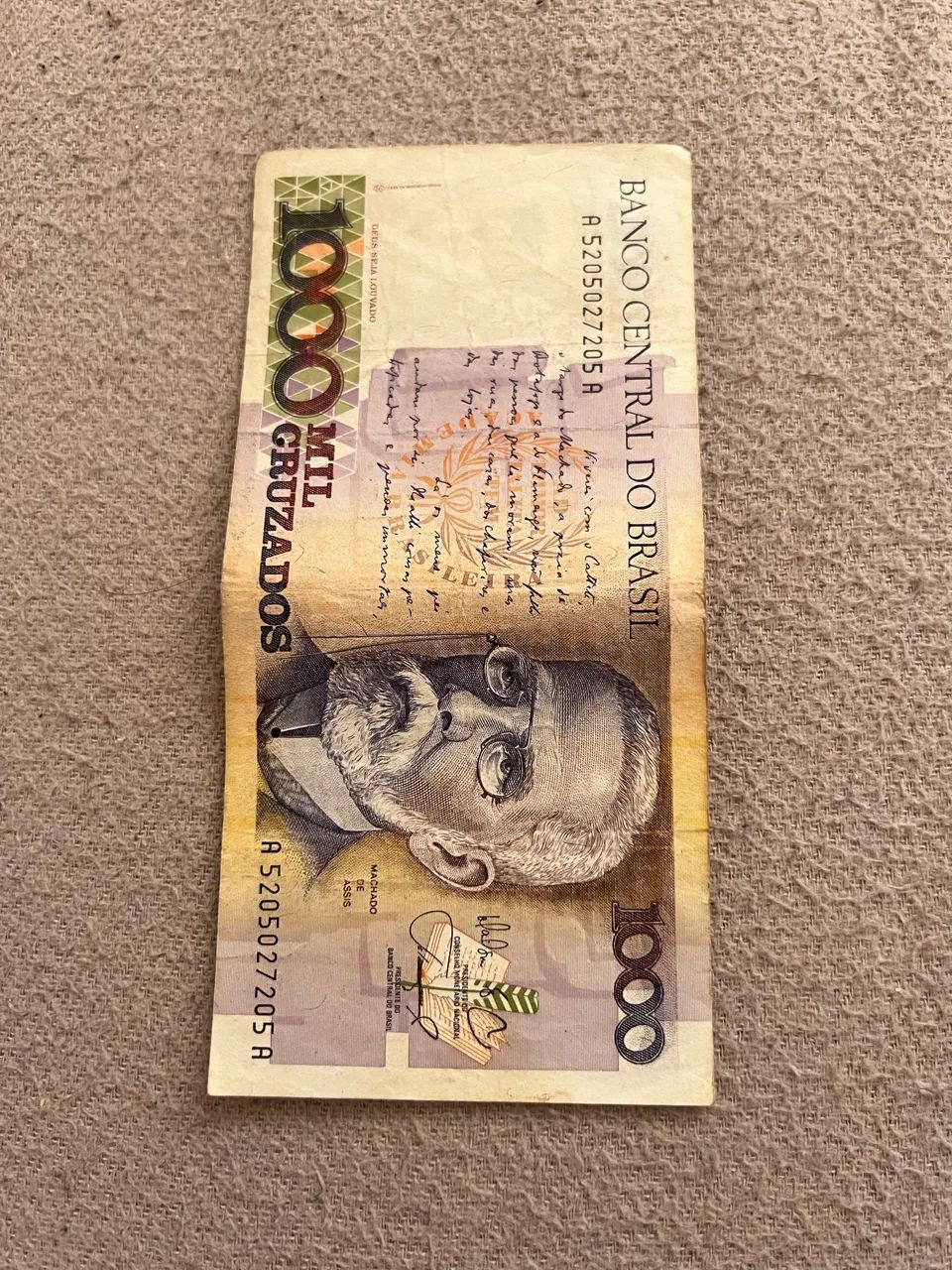 Nota de 1000 (mil) cruzeiros colecionável 