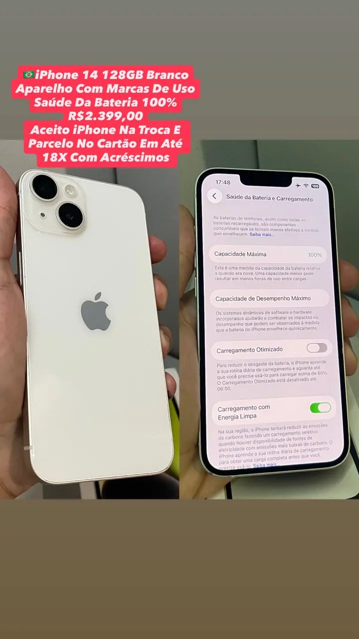 iPhone 14 128GB Branco - Aparelho Com Marcas De Uso (Usado)