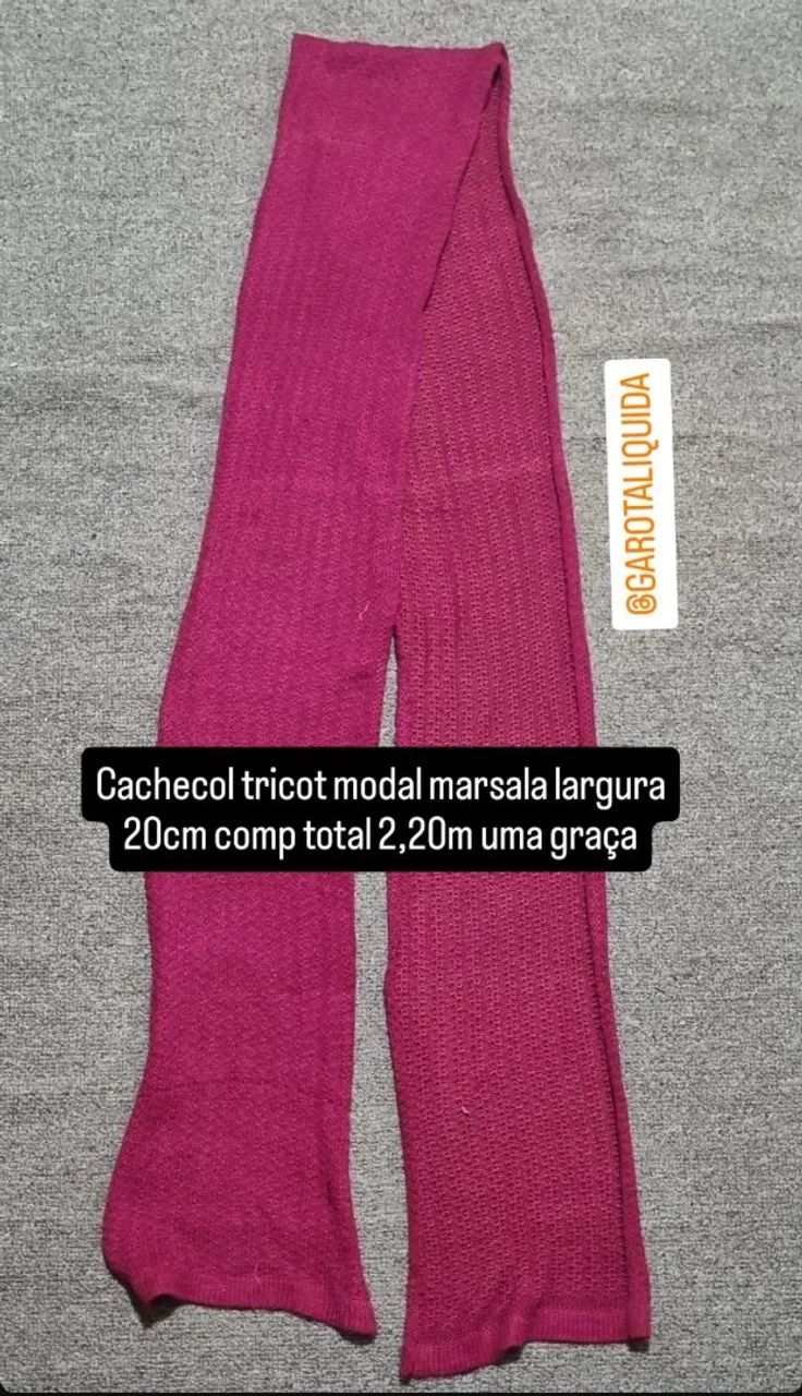 Cachecol tricot modal marsala largura 20cm comp total 2,20m uma graça
