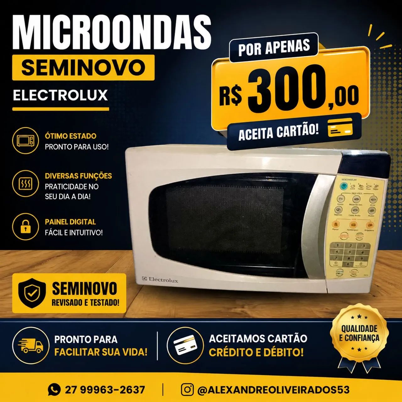 Microondas seminovo em ótimo estado 
