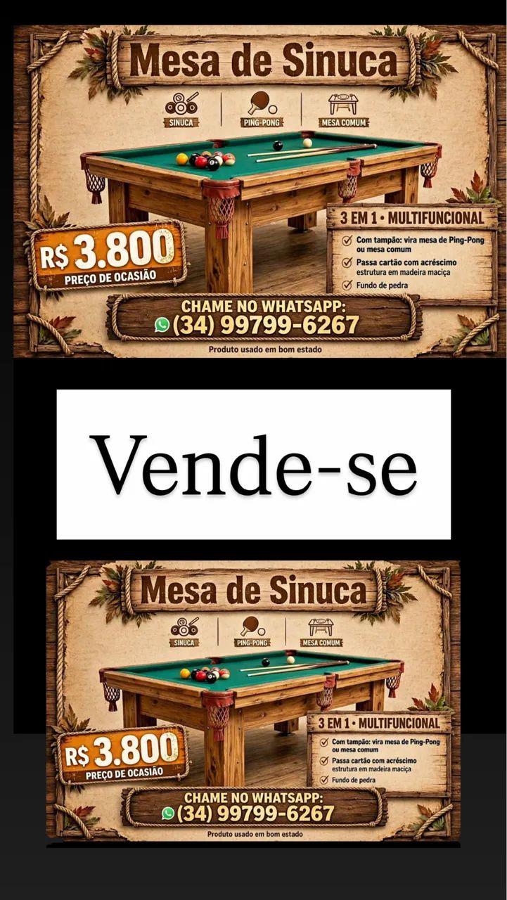 Vendo mesa de sinuca wats *