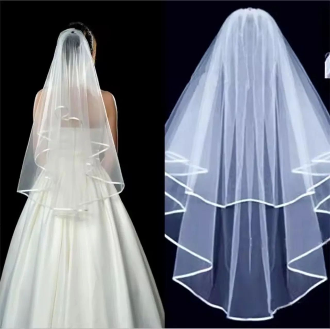 Véu de Noiva Casamento Camadas Dupla 80 e 60 cm com Pente