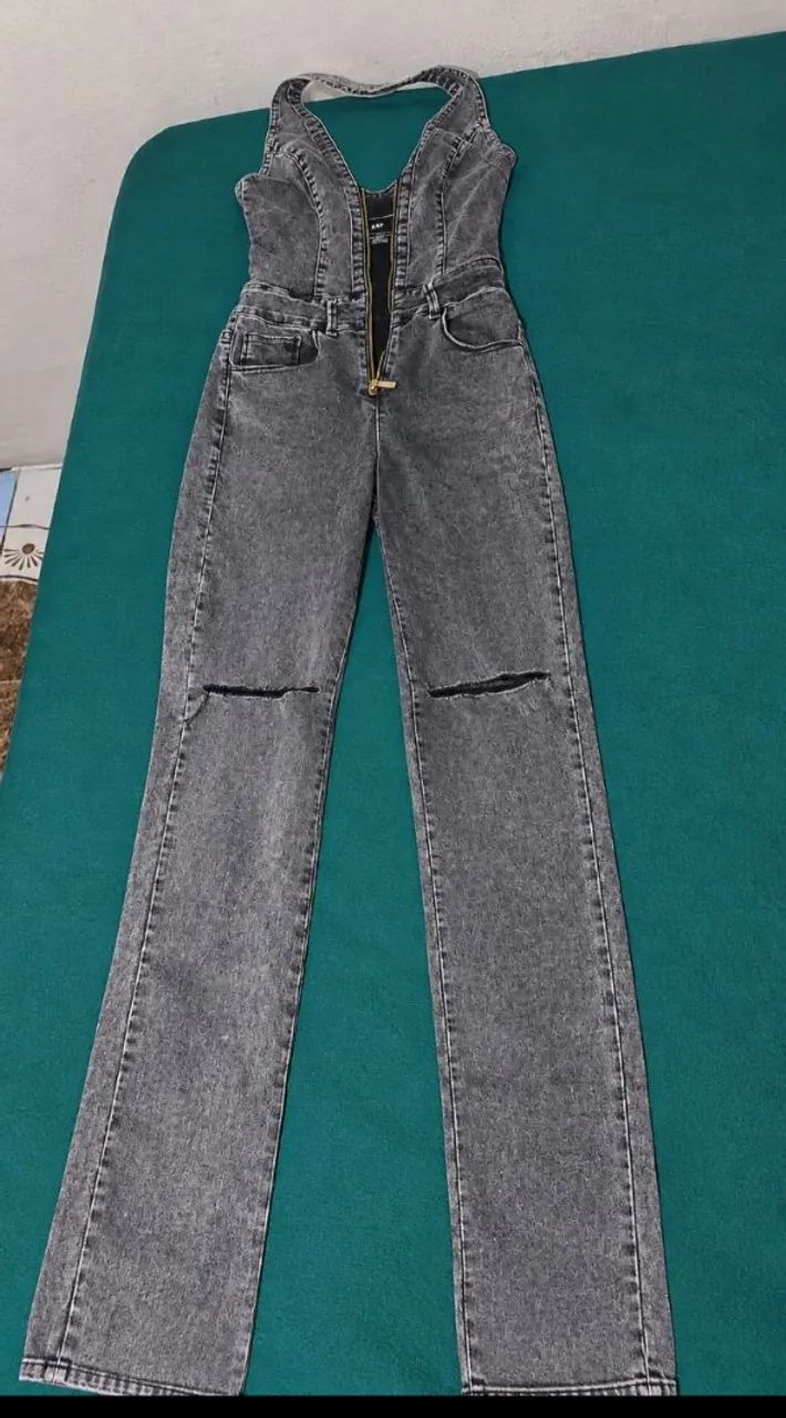 Macaquinha jeans grafite 