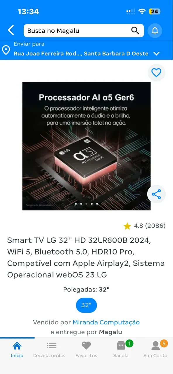 Tv Smart LG 32 lacrada  - Foto 2