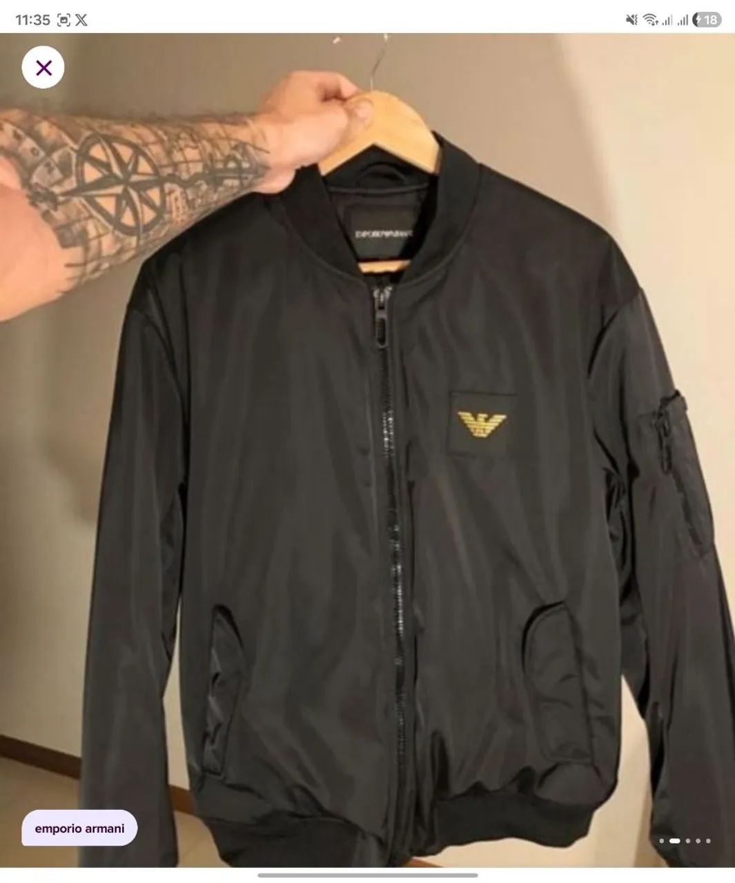 Casaco Jaqueta Empório Armani Preta Dourado Importada - Roupas
