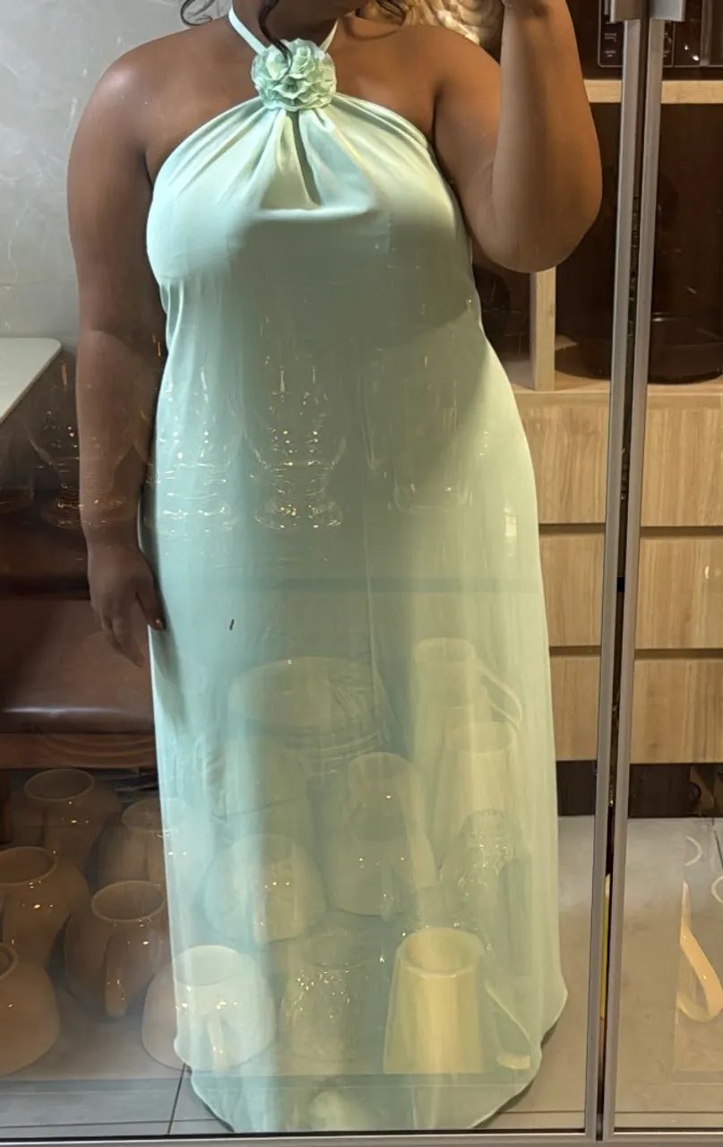 Vestido Gio Verde Menta + Echarpe  - Foto 4