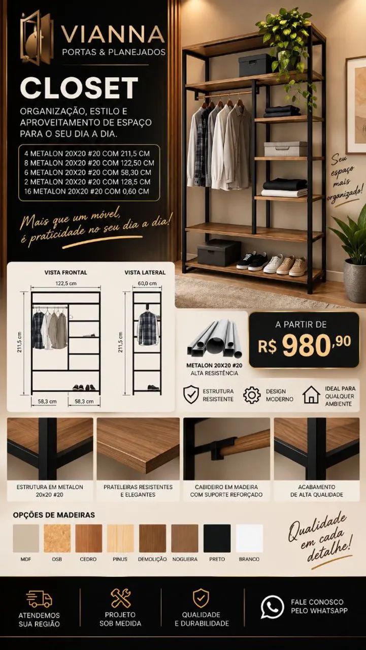 CLOSET INDUSTRIAL EM METALON - Foto 3