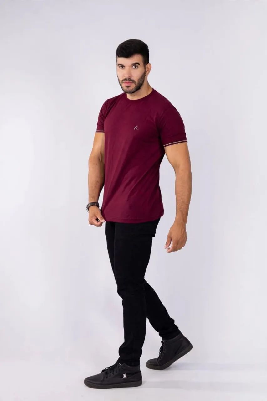 Camisa básica com punho listrado  - Foto 2